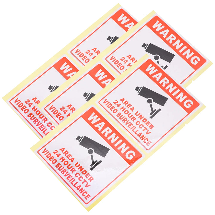 20 Pcs Security Camera Warning Sign Sticker