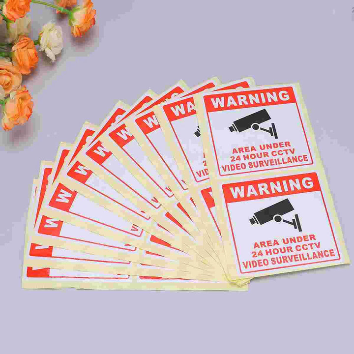20 Pcs Security Camera Warning Sign Sticker