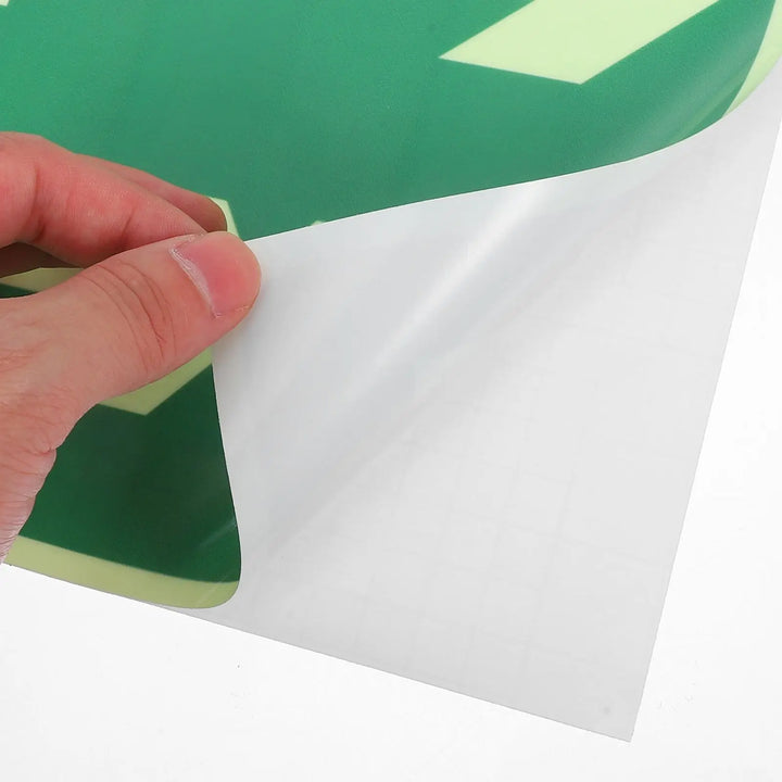 2 Sheets Glow-in-the-dark Safety Exit Signs Polyethylene Film Adhesive Stickers Night Light Markers Security Indicators Traffic