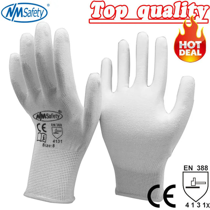 24 pieces/12 pairs of work gloves with PU coating on palm.