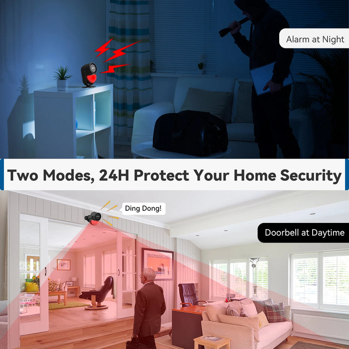 CPVAN Motion Detector for Home Burglary Security Protection Wireless Motion Sensor with Door Sensor Alarm and Remote Control