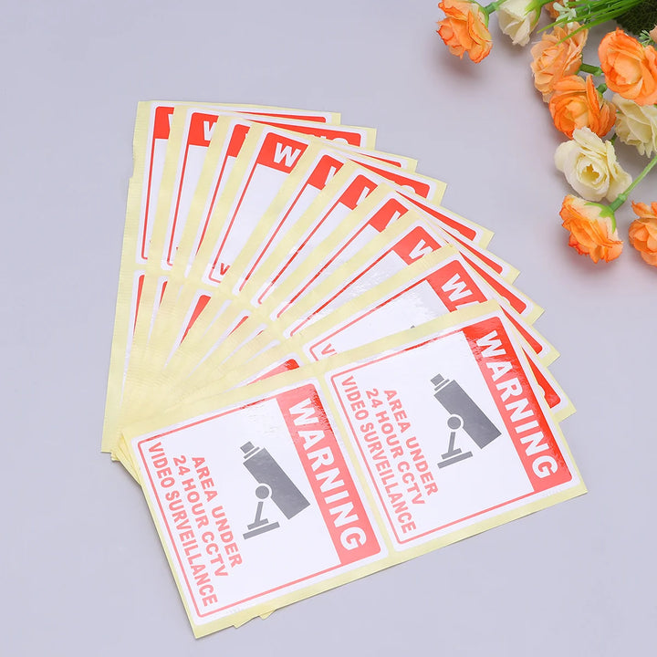 20 Pcs Security Camera Warning Sign Sticker