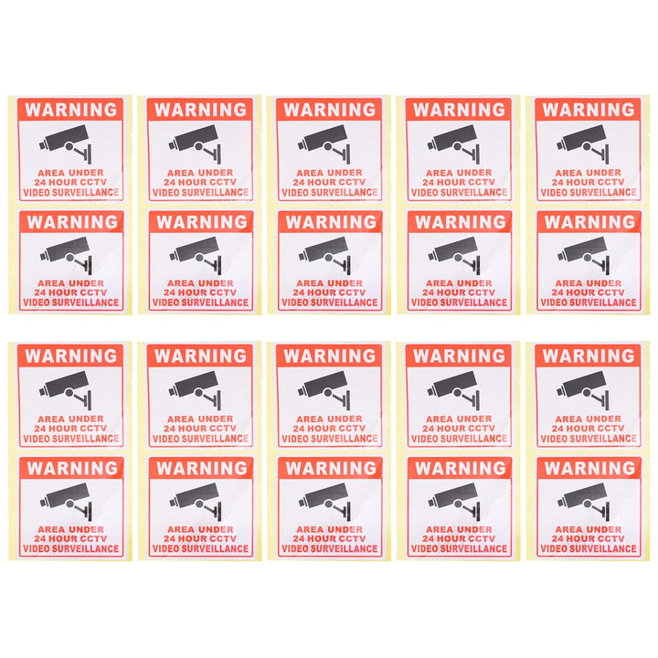 20 Pcs Security Camera Warning Sign Sticker