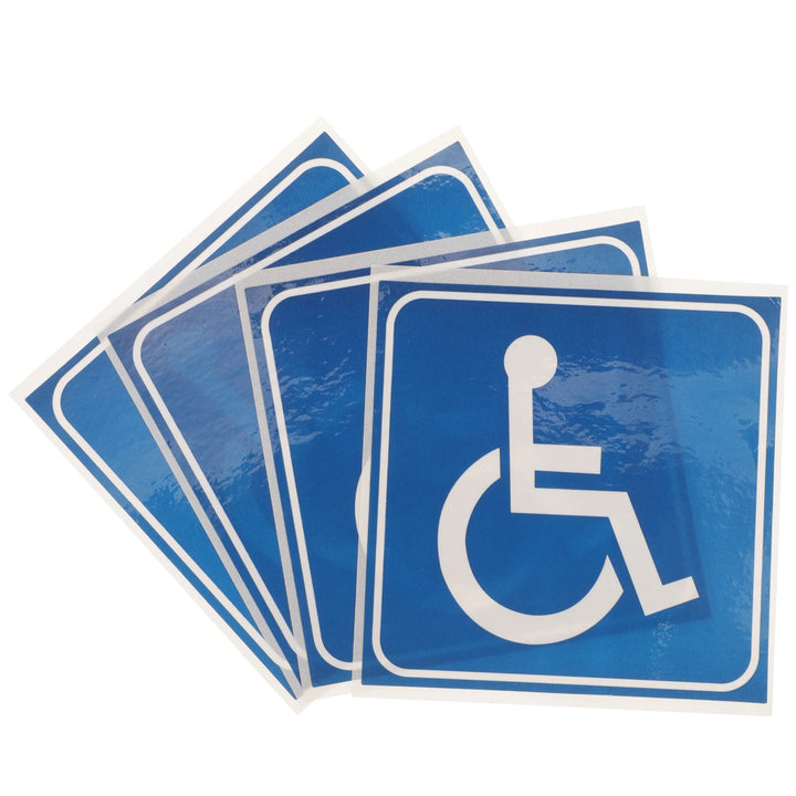 4pcs Disabled Wheelchair Sign Stickers Decals Disability Symbol Traffic Signal Roadway Safety Self Adhesive Parking Signs Car