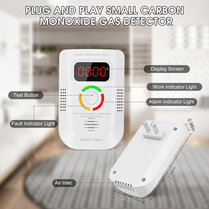 Plug-in carbon monoxide detectors with LED digital display.