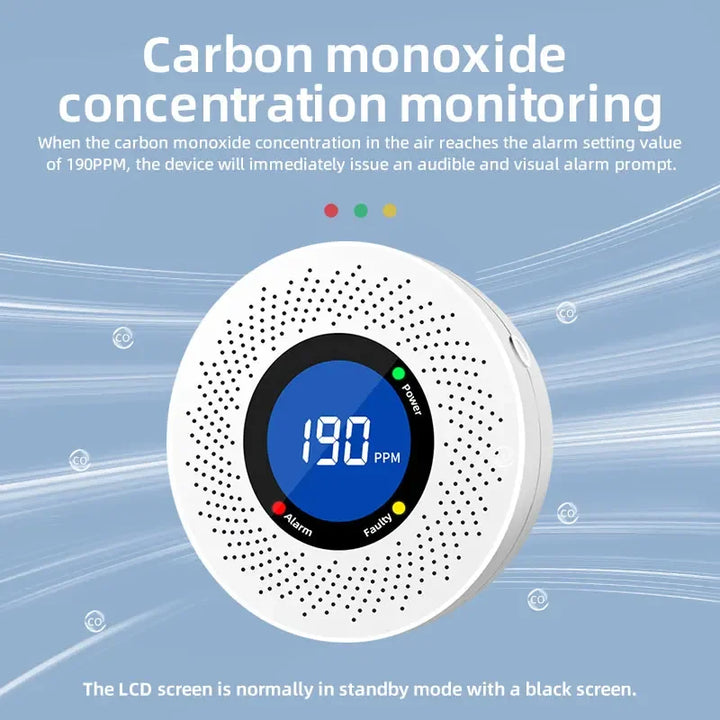Security-Protection Carbon Monoxide Detector Alarm Security System For Home Sensor With Screen Display Battery Powered CE