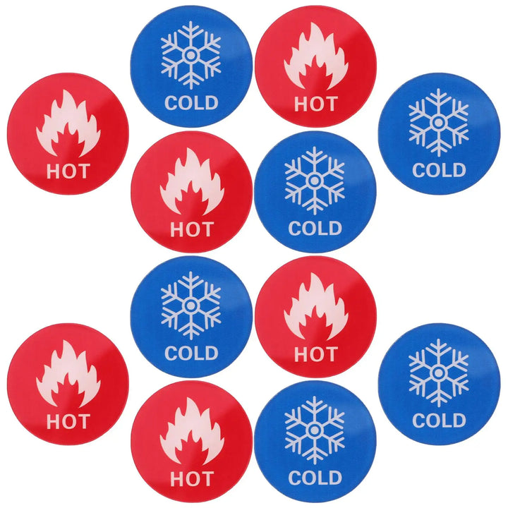 6 Pairs Acrylic Cold Hot Water Labels Stickers For Dispensers Walls Safety Traffic Signs Roadway Square Signal Tags Temperature