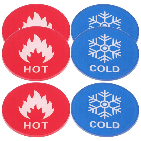 6 Pairs Acrylic Cold Hot Water Labels Stickers For Dispensers Walls Safety Traffic Signs Roadway Square Signal Tags Temperature