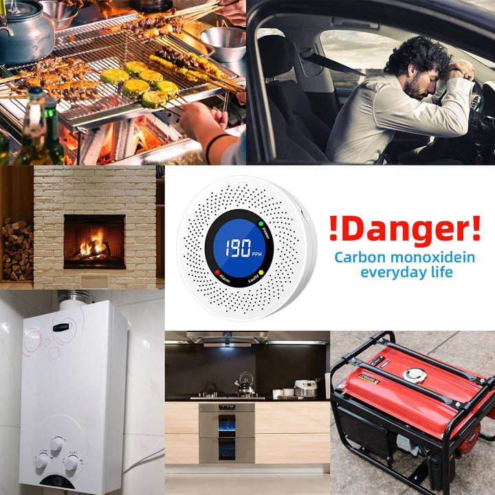 Security-Protection Carbon Monoxide Detector Alarm Security System For Home Sensor With Screen Display Battery Powered CE