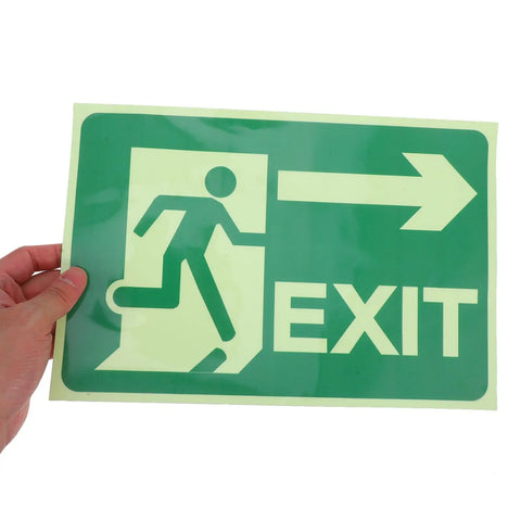 2 Sheets Glow-in-the-dark Safety Exit Signs Polyethylene Film Adhesive Stickers Night Light Markers Security Indicators Traffic